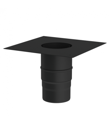Raccord boisseau poêle avec plaque carrée Ferrolux Noir Ø 200 mm